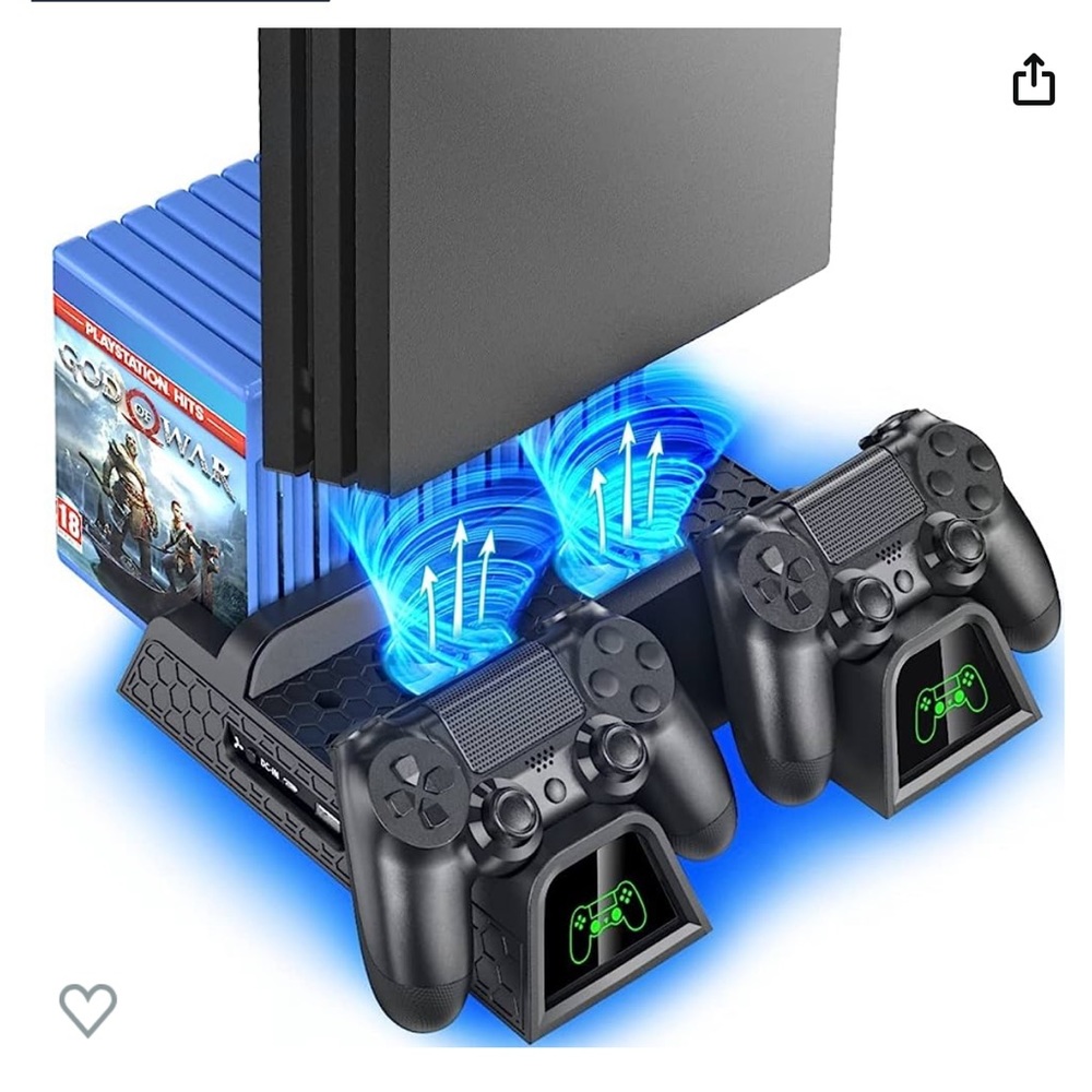 OIVO PS4 Stand Cooling Fan Station for Playstation 4/PS4 Slim/PS4 Pro, charger